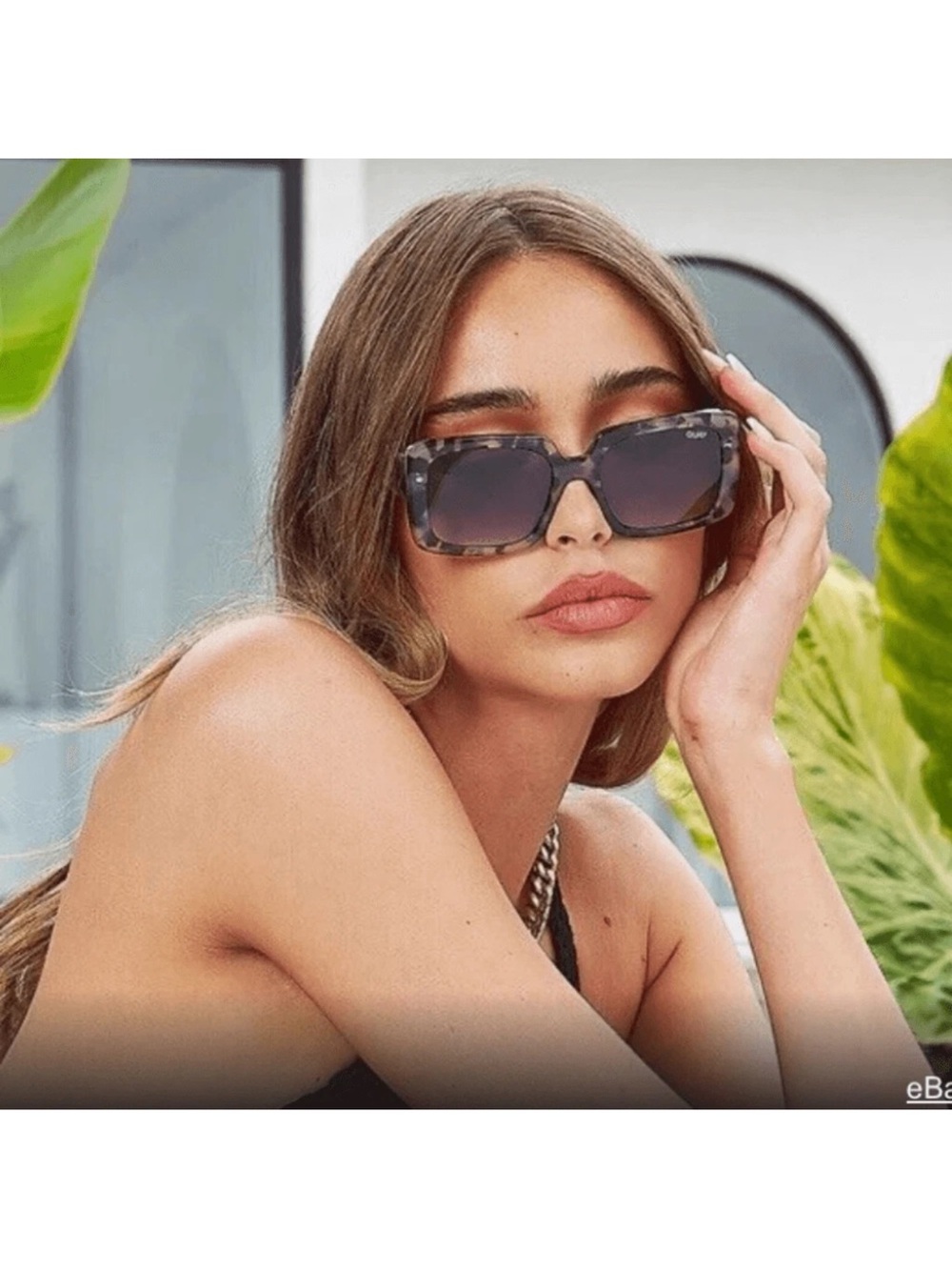 Quay Australia Total Vibe Mini Milky Tortoise Smoke Lens Sunglasses Sunnies
